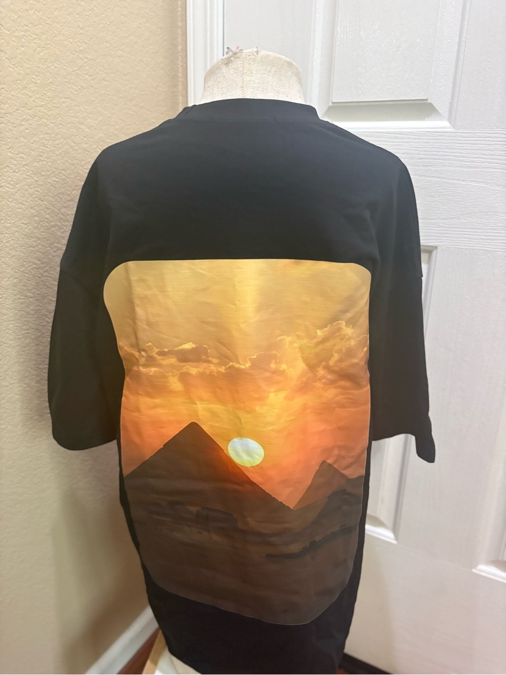 NWT Oversized Black Graphic Tee XXL Pyramids Sunset Desert Streetwear T-Shirt